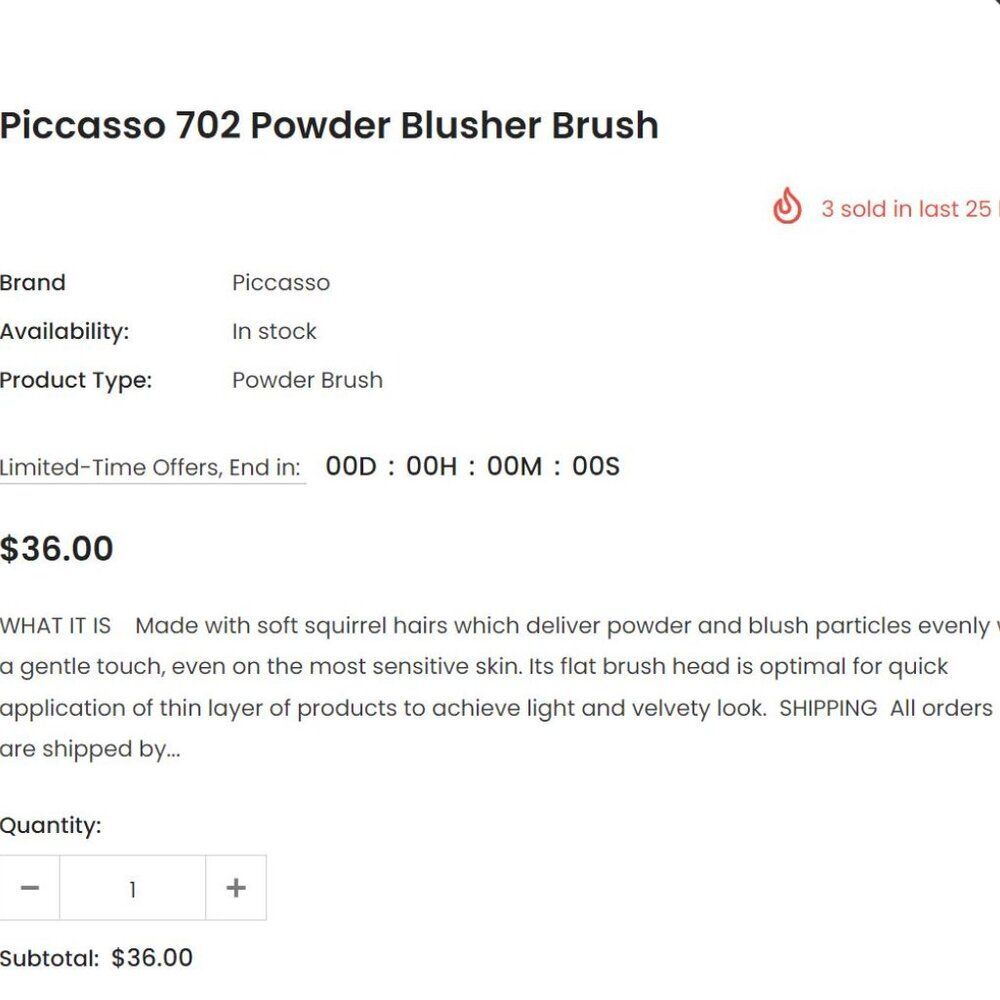 PICCASSO Makeup Brush #702(Powder / Blusher) New - Picture 3 of 5